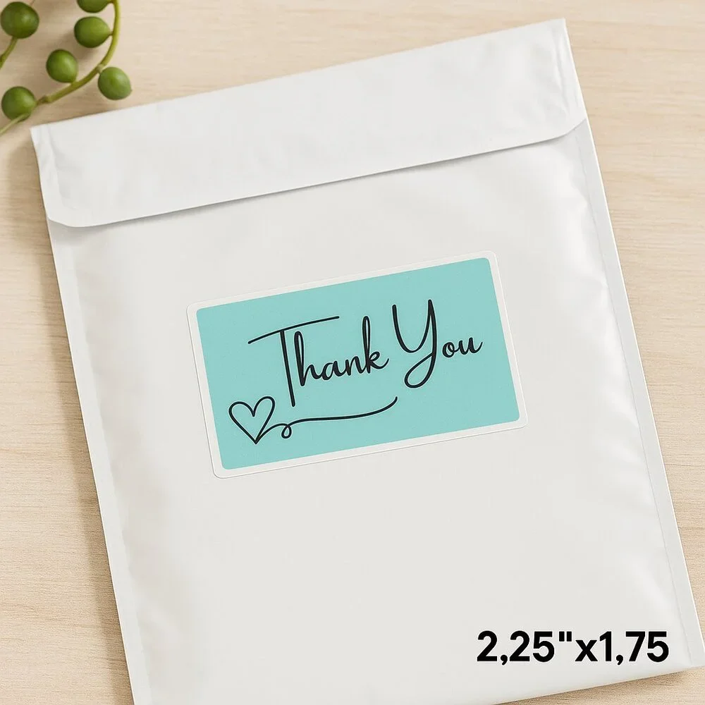200 Thank You Stickers, Rectangle 2.25"x1.75", Multicolor - Picture 3 of 5